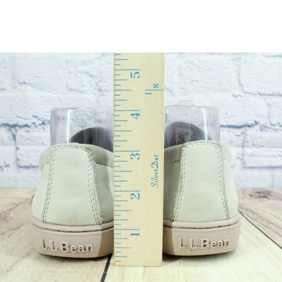 LL Bean Eco Bay Cream Leather Slip On Casual Comfort Sneaker Shoes Size 7.5 M - Picture 6 of 10